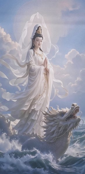 画像2: 掛軸-騎龍観音 (2)