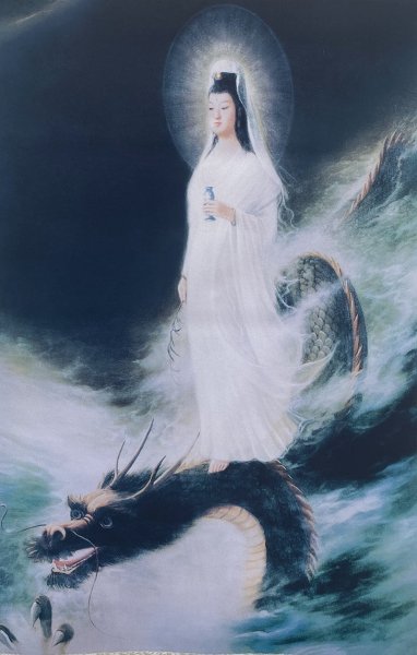 画像2: 開運掛け軸 騎龍観音 (2)