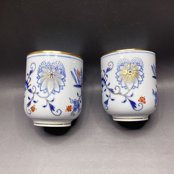 画像8: マイセン（Meissen） ブルーオニオン レッド＆ゴールド　夫婦蓋付湯呑 共箱  iw240924a01 (8)