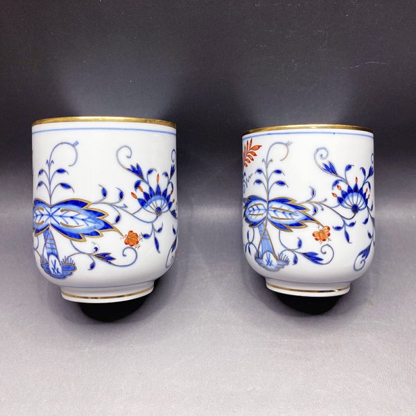 画像22: マイセン（Meissen） ブルーオニオン レッド＆ゴールド　夫婦蓋付湯呑 共箱  iw240924a01 (22)