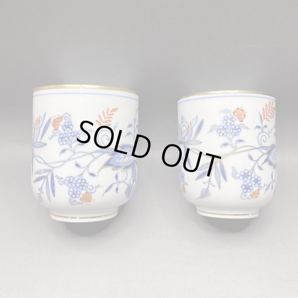 画像21: マイセン（Meissen） ブルーオニオン レッド＆ゴールド　夫婦蓋付湯呑 共箱  iw240924a01 (21)