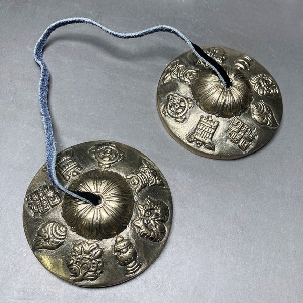 画像3: チベット ラマ シンバル ティンシャ-八宝文75iw241203a01 (3)