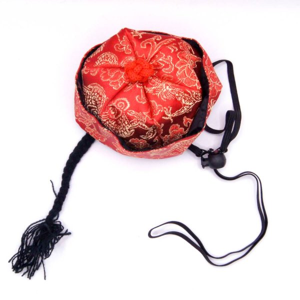 画像5: ペット(ドッグ用)サテン地チャイナ帽子 ペット小型犬用 径9cm Lサイズ (5)