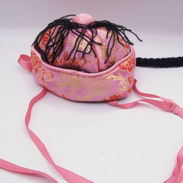 画像3: ペット(ドッグ用)サテン地チャイナ帽子 ペット小型犬用 径9cm Lサイズ (3)