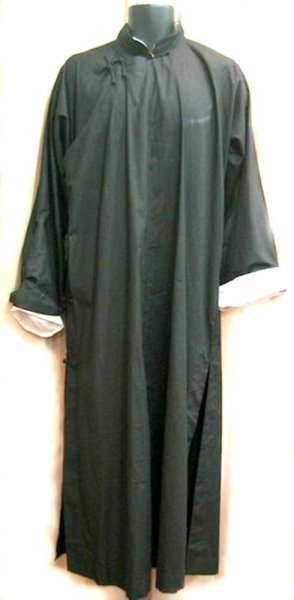 画像9: 綿ポリ製男性用チャンパオ(長袍・黒色)薄手素材 (9)