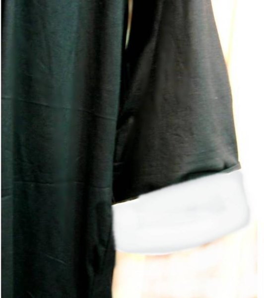 画像8: 綿ポリ製男性用チャンパオ(長袍・黒色)薄手素材 (8)