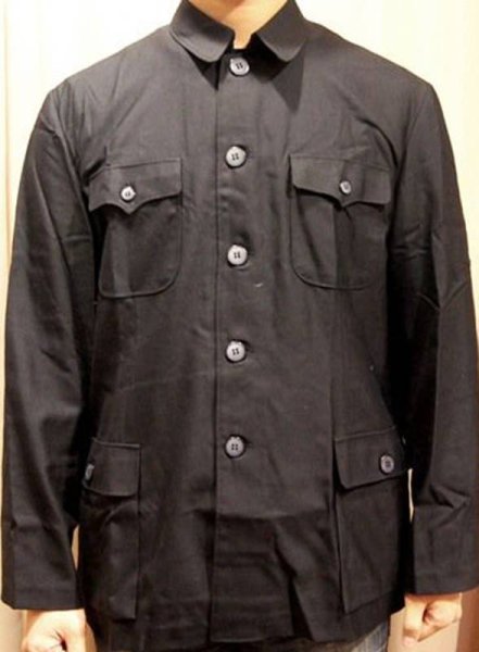 画像1: コットン製中国人民服(中山服)上衣・黒色 (1)