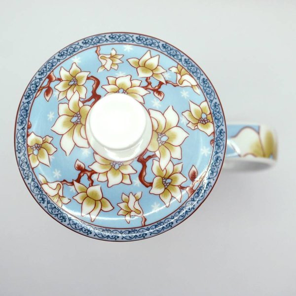 画像2: 茶漉し付きマグカップ「木蓮」 【横浜中華街】 (2)