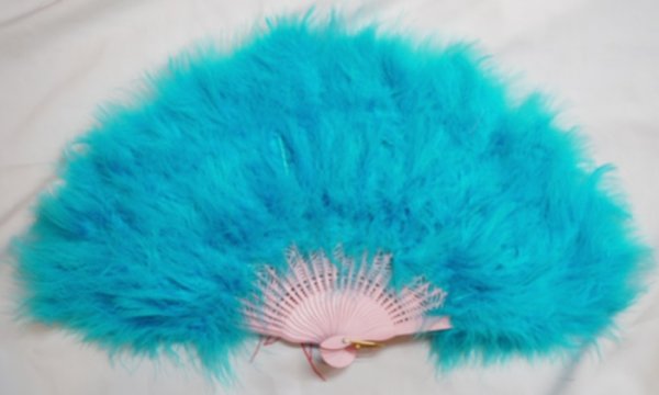 画像1: 高級 羽根扇子 羽毛扇子 コバルトブルー色 (1)