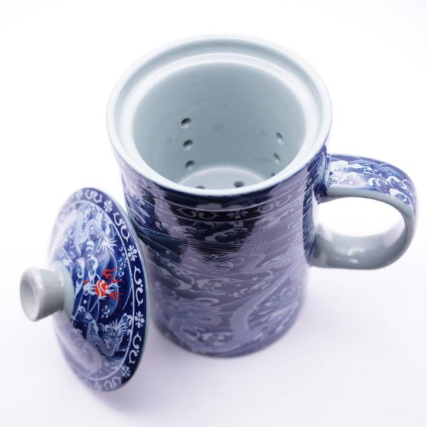 画像3: 茶漉し付きマグカップ 龍渡海 双龍 【横浜中華街】 (3)
