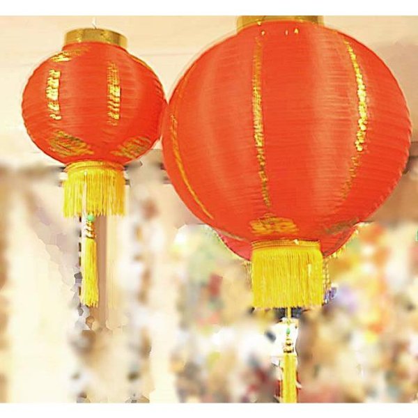 画像1: 布紅提灯 紅ランタン20インチ 2個セット (1)