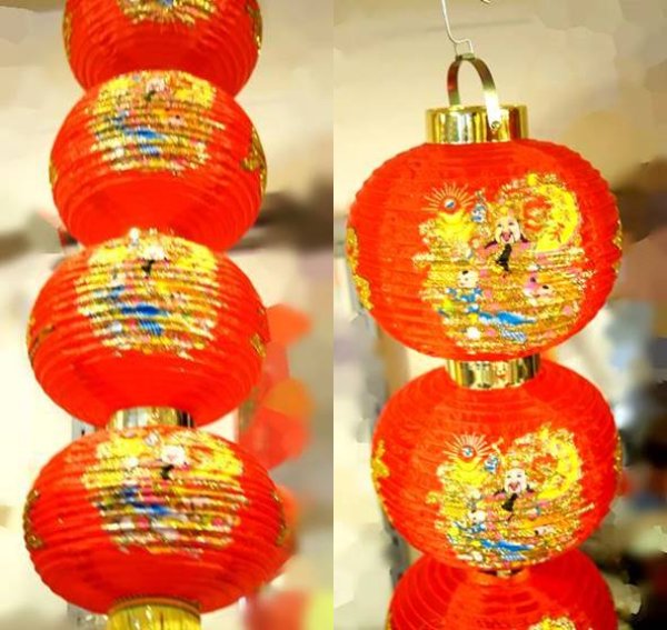 画像5: 中国紅綢燈　四連紅灯（ランタン） 種類お任せ　2個セット (5)