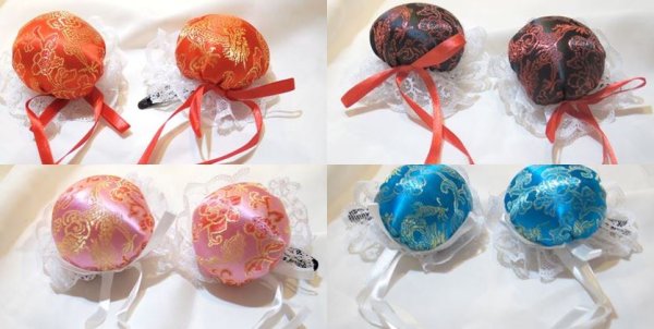 画像3: サテンお団子髪飾り(レース、ヘアクリップ付き) 2個1セット【6色】 (3)