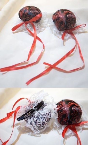 画像6: サテンお団子髪飾り(レース、ヘアクリップ付き) 2個1セット【6色】 (6)