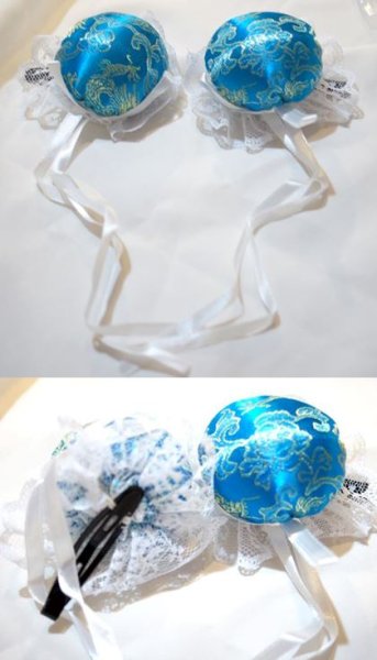 画像8: サテンお団子髪飾り(レース、ヘアクリップ付き) 2個1セット【6色】 (8)