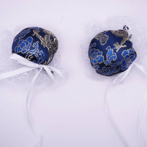 画像14: サテンお団子髪飾り(レース、ヘアクリップ付き) 2個1セット【6色】 (14)