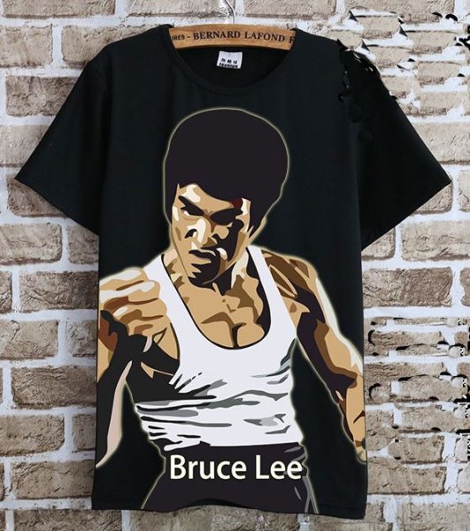 画像1: ブルース・リー(李小龍) Tシャツ 黒9  ※半額処分 (1)