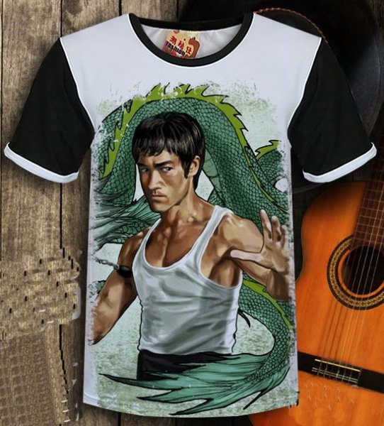 画像1: ブルース・リー（李小龍） Tシャツ 白2　※半額処分 (1)