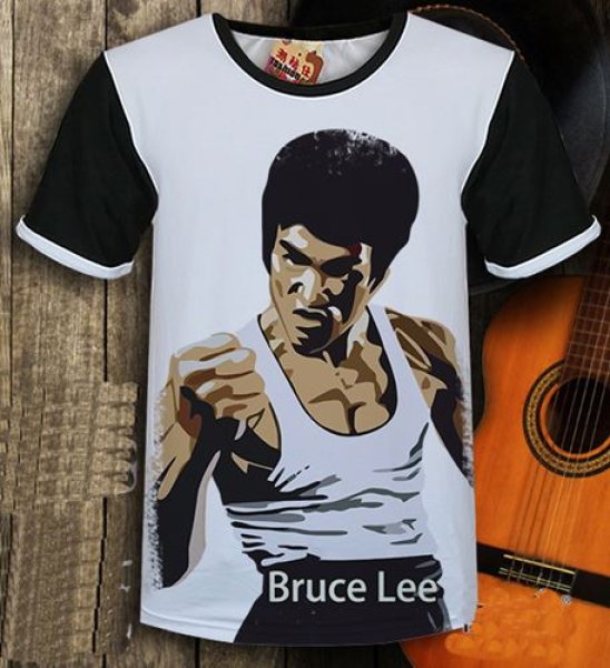 画像1: ブルース・リー（李小龍） Tシャツ 白6　※半額処分 (1)