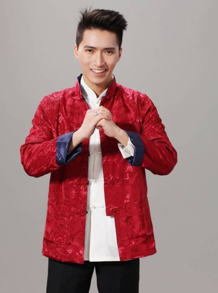 画像3: 唐人服 功夫長袖 リバーシブル カンフージャケット 紺色+臙脂(エンジ)色 (3)