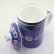 画像9: 陶器製 茶漉し付きマグカップ 萬壽無疆柄 青色 終売予定 (9)