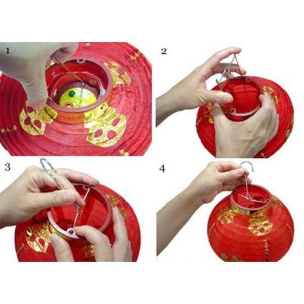 画像4: 布紅提灯 紅ランタン 無地 8インチ 2個セット (4)