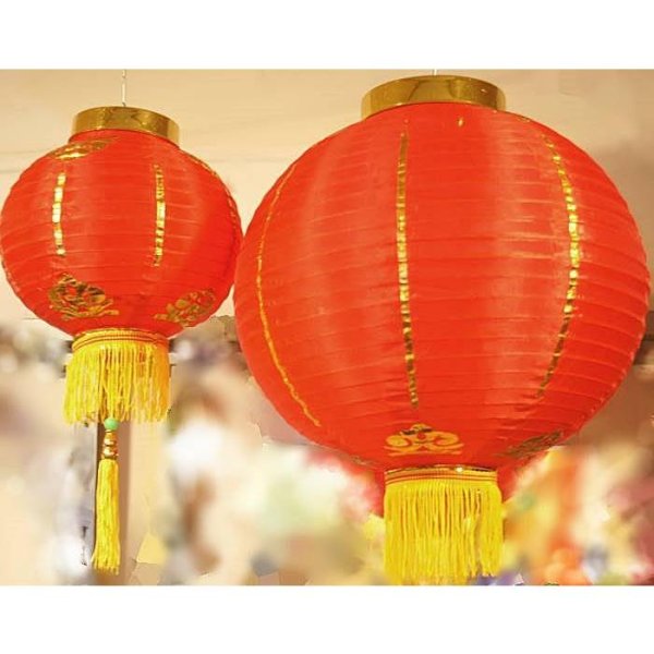 画像5: 布紅提灯 紅ランタン 無地 8インチ 2個セット (5)