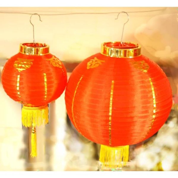 画像10: 布紅提灯 紅ランタン 無地 8インチ 2個セット (10)