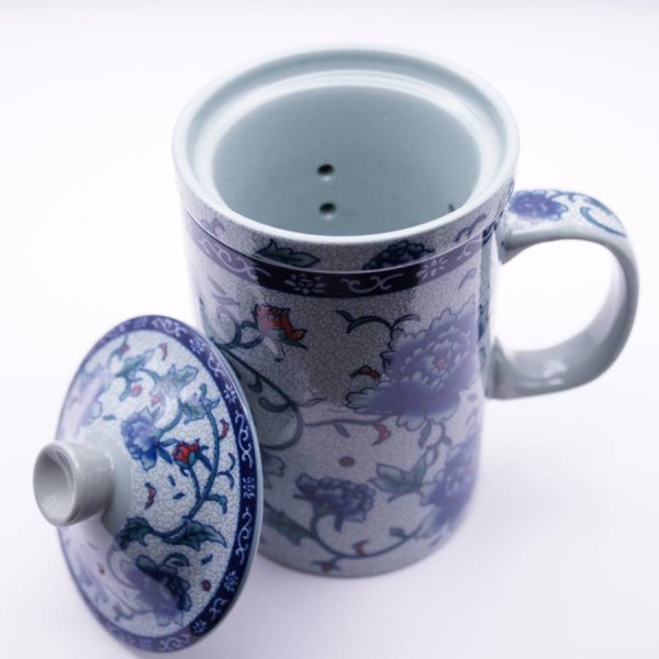 画像3: 茶漉しマグカップ「牡丹」グレー (3)