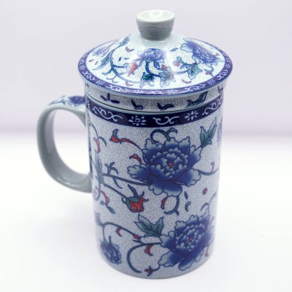 画像6: 茶漉しマグカップ「牡丹」グレー (6)