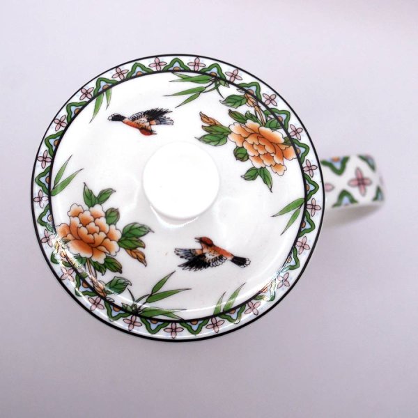 画像4: 茶漉し付きマグカップ 孔雀 【横浜中華街】 (4)