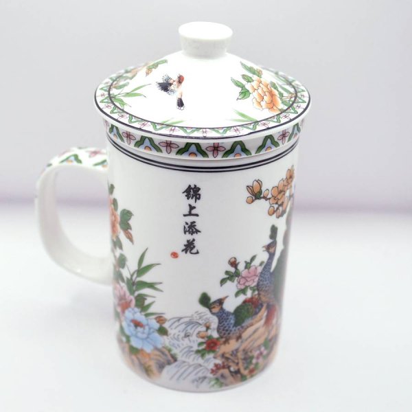 画像6: 茶漉し付きマグカップ 孔雀 【横浜中華街】 (6)