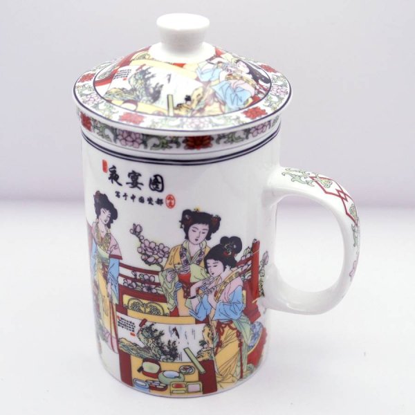 画像1: 中国 茶漉しマグカップ 夜宴 【横浜中華街】 (1)