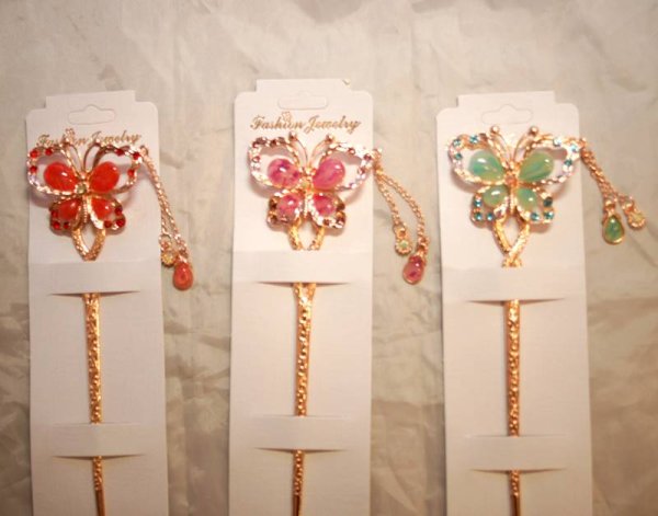 画像7: 中華 きらきら 蝶々・花等々 かんざし　3本セット (7)