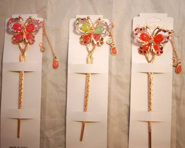 画像6: 中華 きらきら 蝶々・花等々 かんざし　3本セット (6)