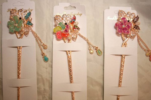 画像3: 中華 きらきら 蝶々・花等々 かんざし　3本セット (3)