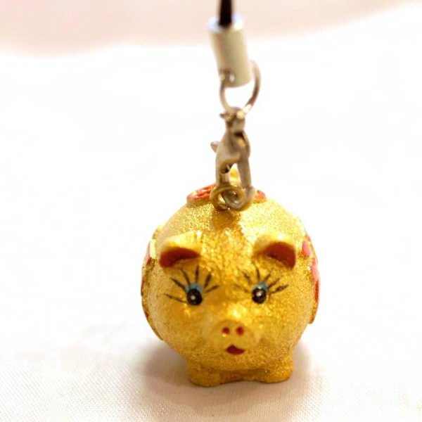 画像2: 横浜中華街名物・開運 金ブタ ストラップ (2)