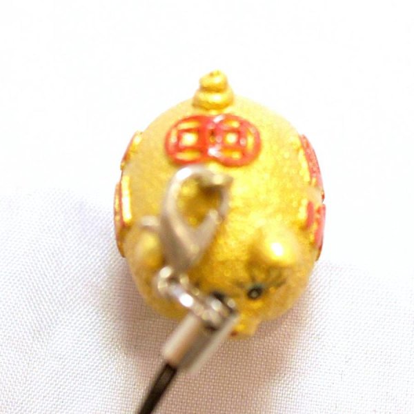 画像1: 横浜中華街名物・開運 金ブタ ストラップ (1)