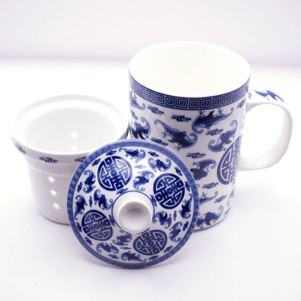 画像2: 陶器製 茶漉し付きマグカップ 五福 (2)