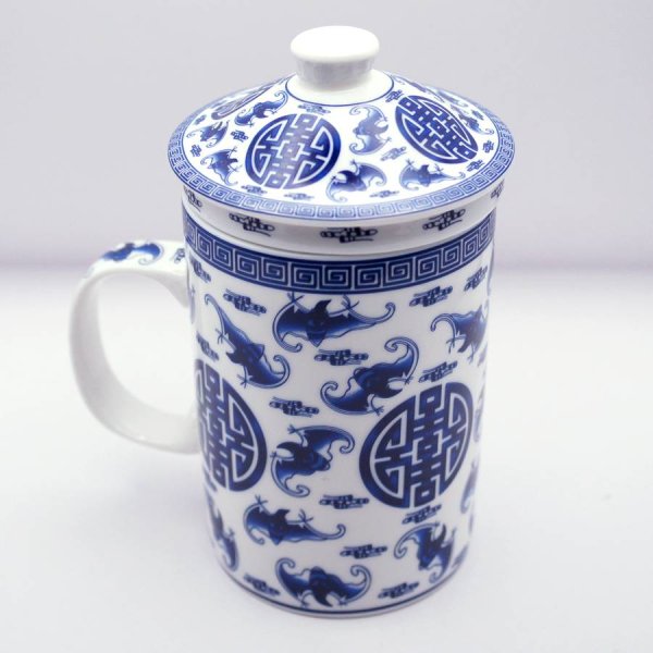 画像6: 陶器製 茶漉し付きマグカップ 五福 (6)