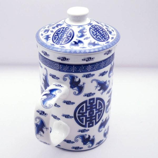 画像7: 陶器製 茶漉し付きマグカップ 五福 (7)