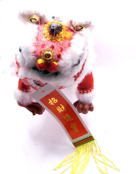 画像2: 中華 獅子舞 操り人形 白色+赤色 221XL002-rd (2)