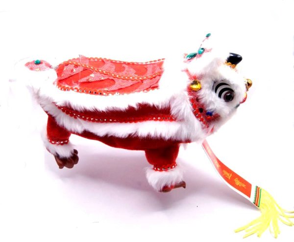 画像3: 中華 獅子舞 操り人形 白色+赤色 221XL002-rd (3)