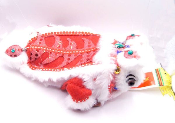 画像5: 中華 獅子舞 操り人形 白色+赤色 221XL002-rd (5)