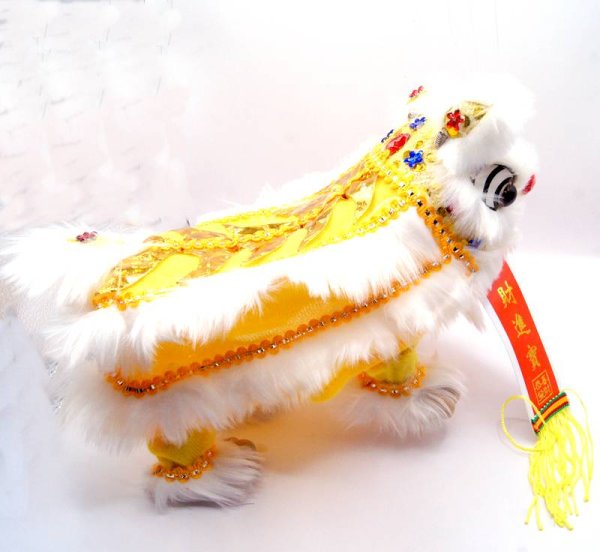 画像2: 中華 獅子舞 操り人形 白色+黄色 221XL002-ye (2)