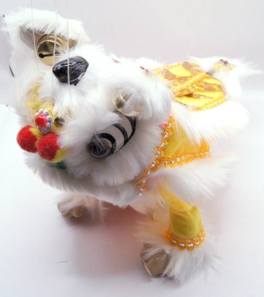 画像4: 中華 獅子舞 操り人形 白色+黄色 221XL002-ye (4)