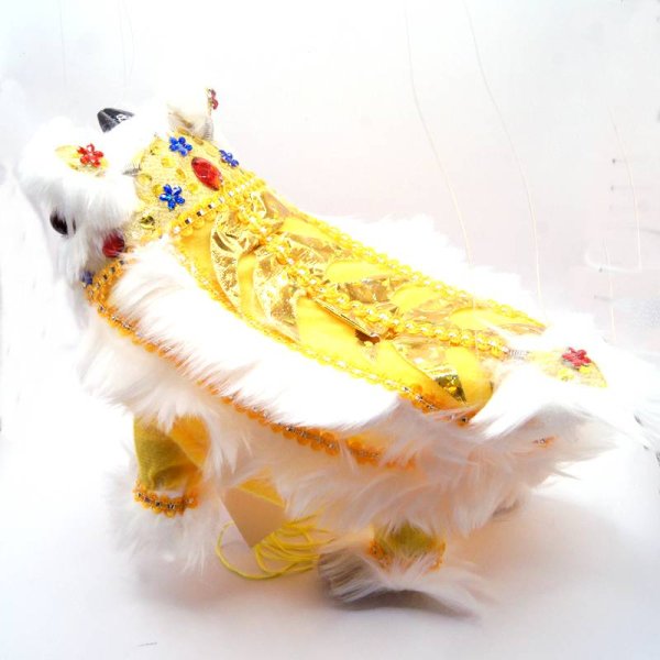 画像5: 中華 獅子舞 操り人形 白色+黄色 221XL002-ye (5)