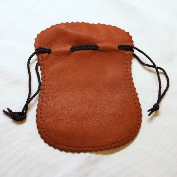 画像2: ピッグ皮 巾着袋 茶色 2サイズ (2)