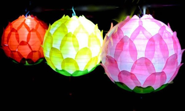 画像10: 12寸 吉祥 蓮花ランタン 黄色 2165089-RE 1個 (10)