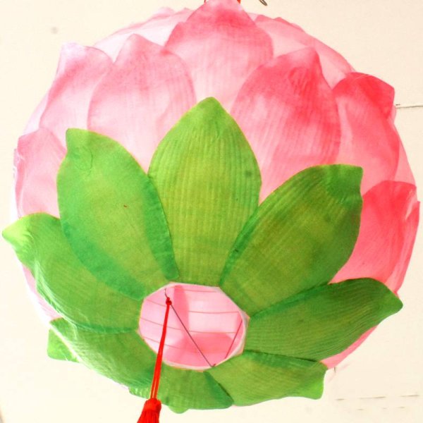 画像4: 12寸 吉祥 蓮花ランタン 桃色 2165089-PI 1個 (4)